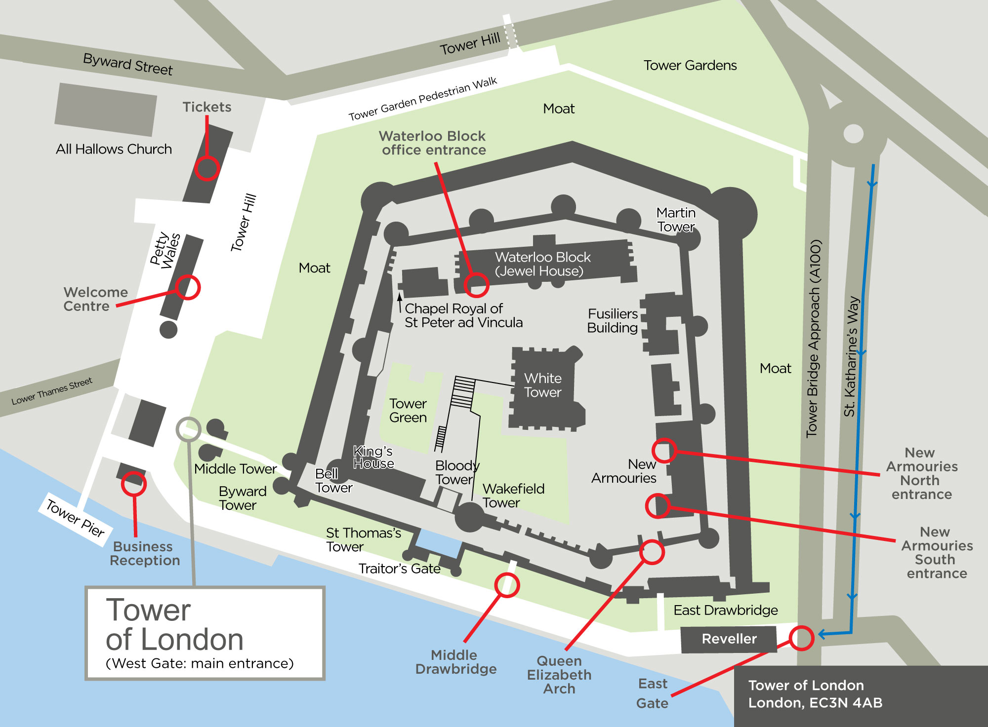 Tower of London Inner Ward Map